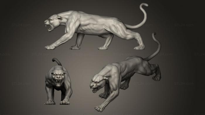 Статуэтки львы тигры сфинксы (Пантера, STKL_0076) 3D модель для ЧПУ станка